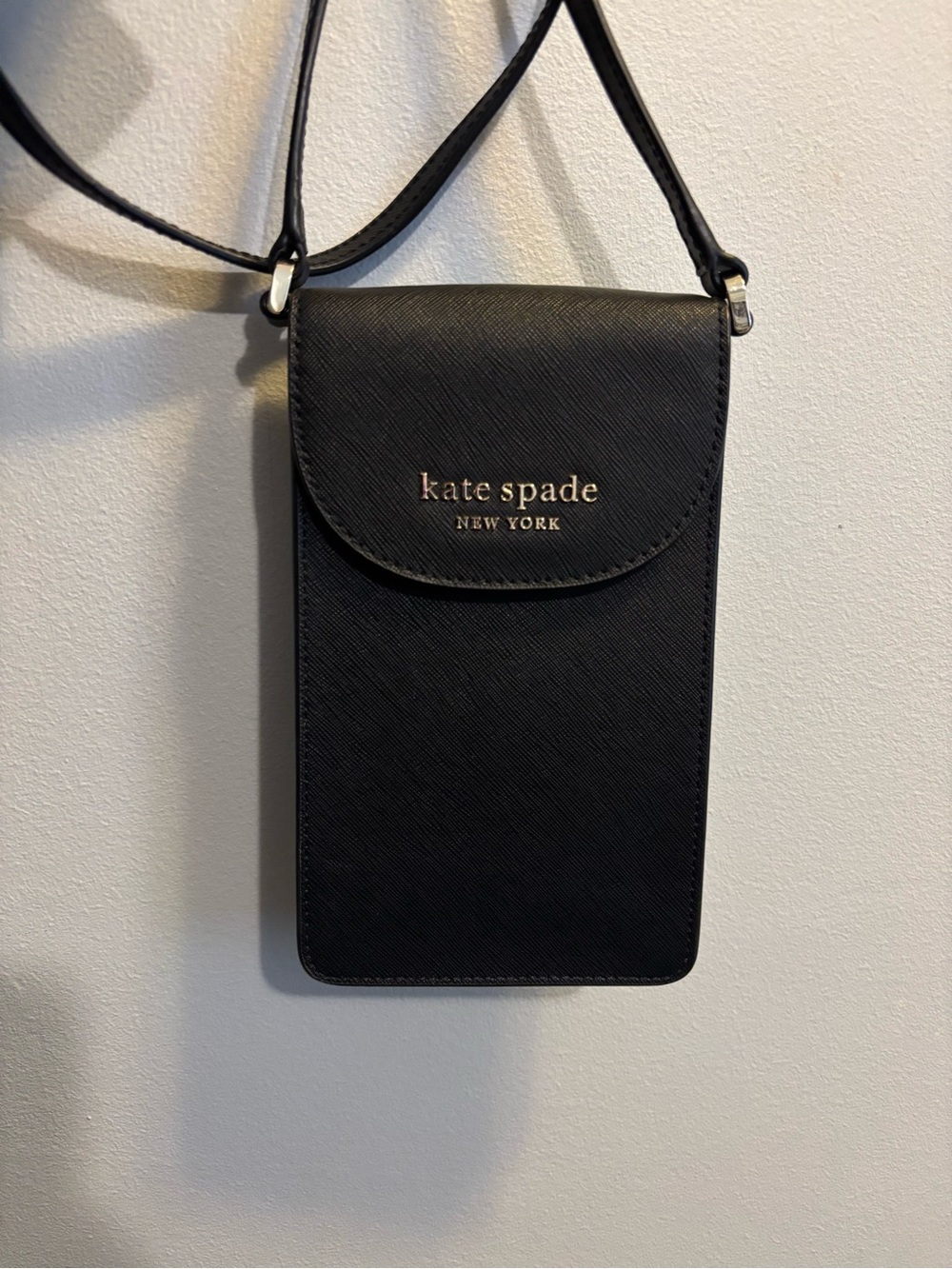 kate spade Black Saffiano Crossbody Phone Pouch
